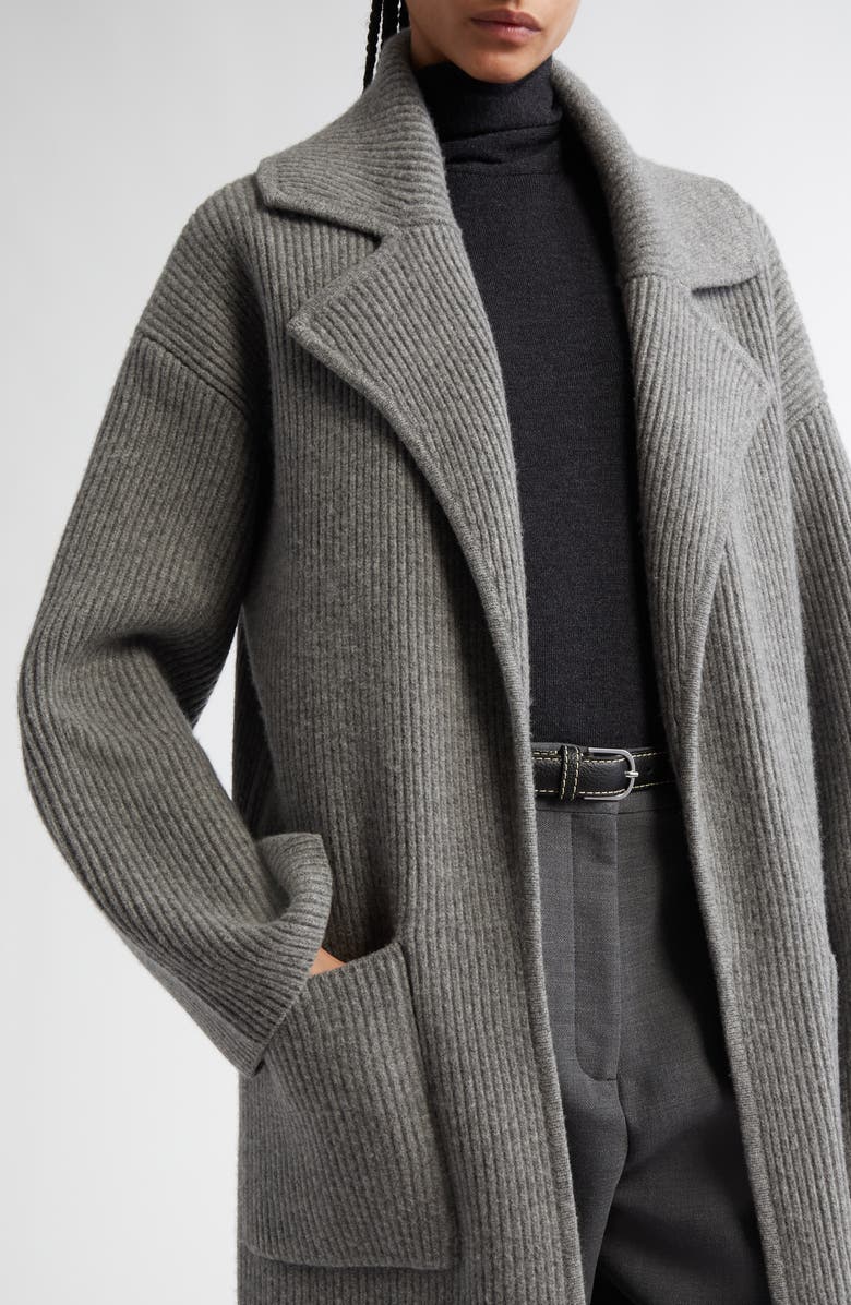 TOTEME Wool Blend Rib Cardigan Coat, Alternate, color,