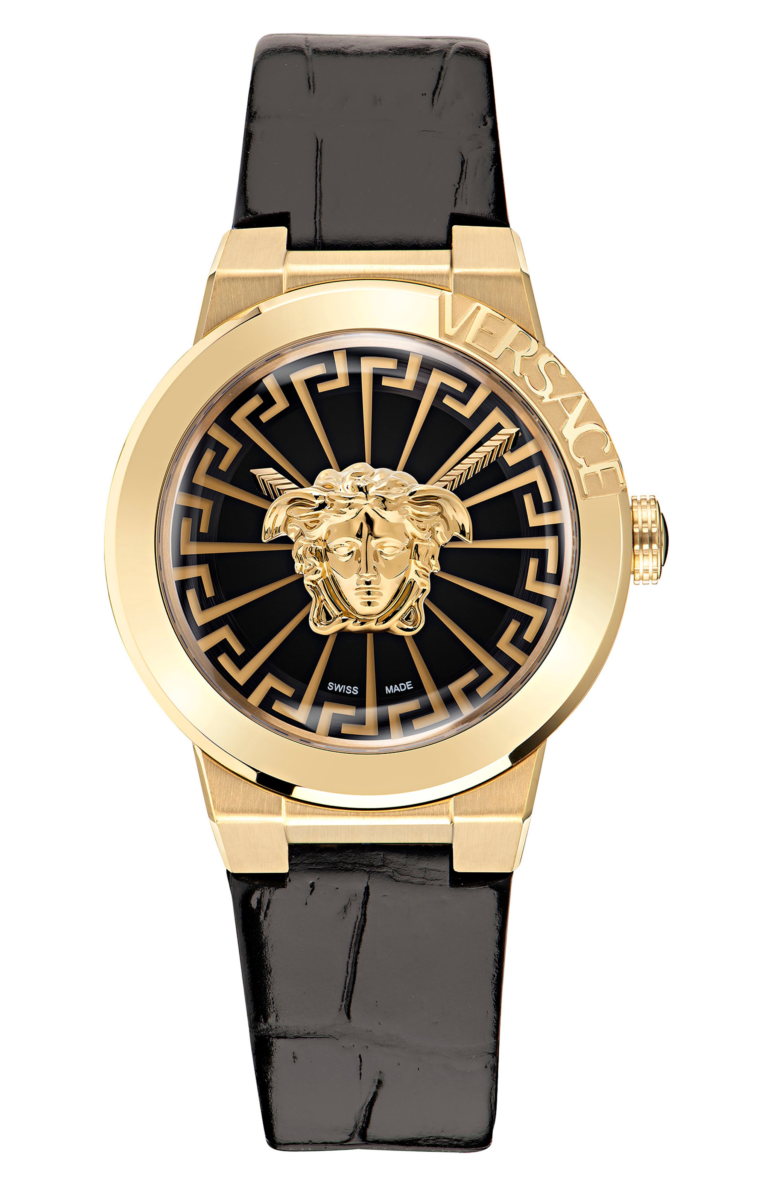 Versace Medusa Infinite Leather Strap Watch, 38mm