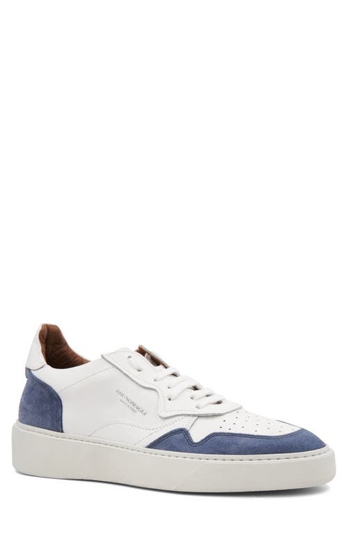 Bruno Magli Dezi Leather Sneaker In White/blue Suede