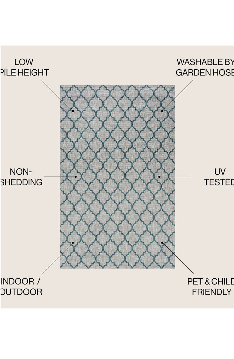 JONATHAN Y Galon Filigree Indoor/Outdoor Area Rug, Alternate, color, Gray/Teal