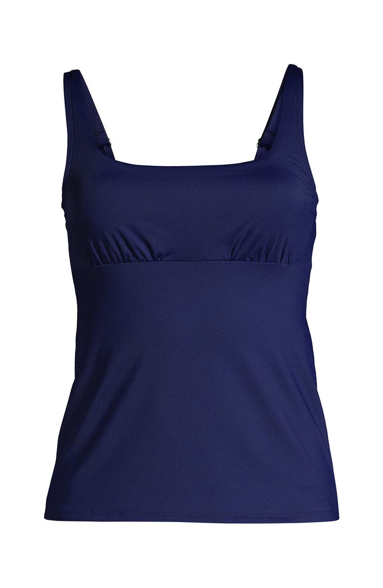 Lands' End Plus Size Chlorine Resistant Square Neck Underwire Tankini Swimsuit Top, Alternate, color, Deep Sea Navy
