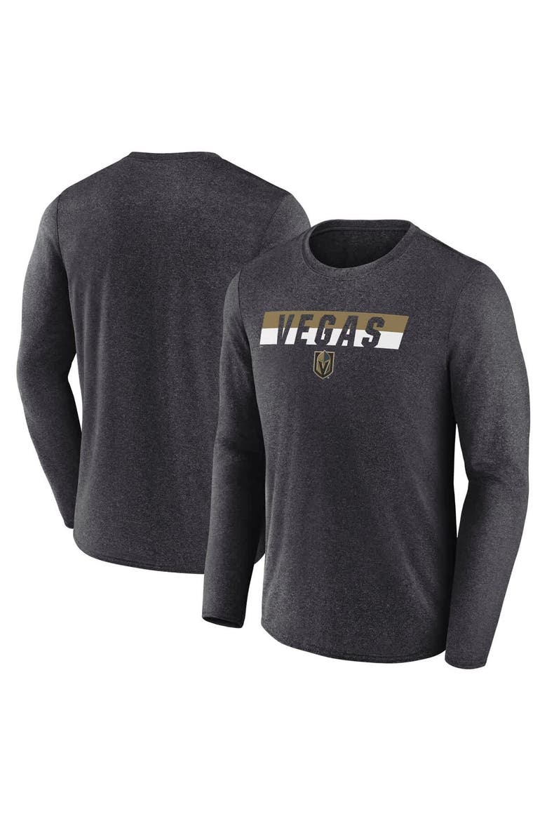 Men's Fanatics Heather Charcoal Vegas Golden Knights Transition Long Sleeve T-Shirt, Main, color, Heather Charcoal