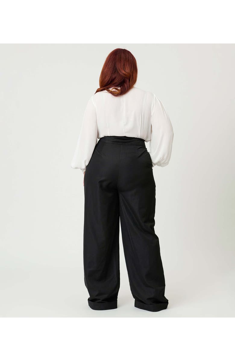 Unique Vintage Plus Size High Waist Trouser, Alternate, color, Black Solid