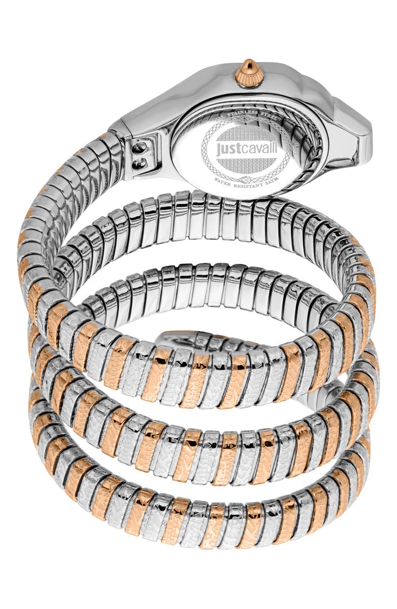 Just Cavalli Snake Wraparound Bracelet Watch, 22mm x 35mm, Alternate, color,