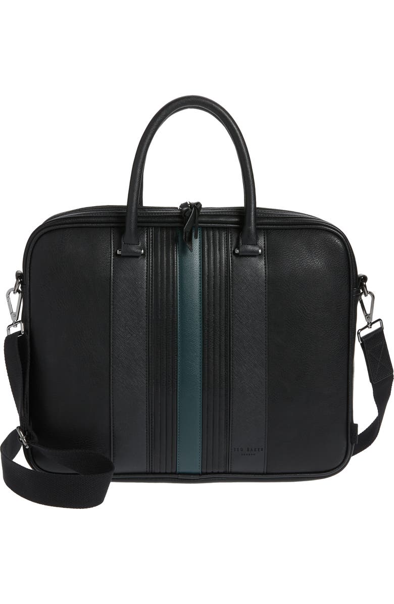 Ted Baker London Nevver Stripe Faux Leather Document Bag, Main, color,