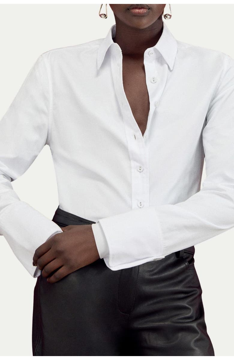 Karen Millen Cotton Woven Buttoned Shirt, Alternate, color, White