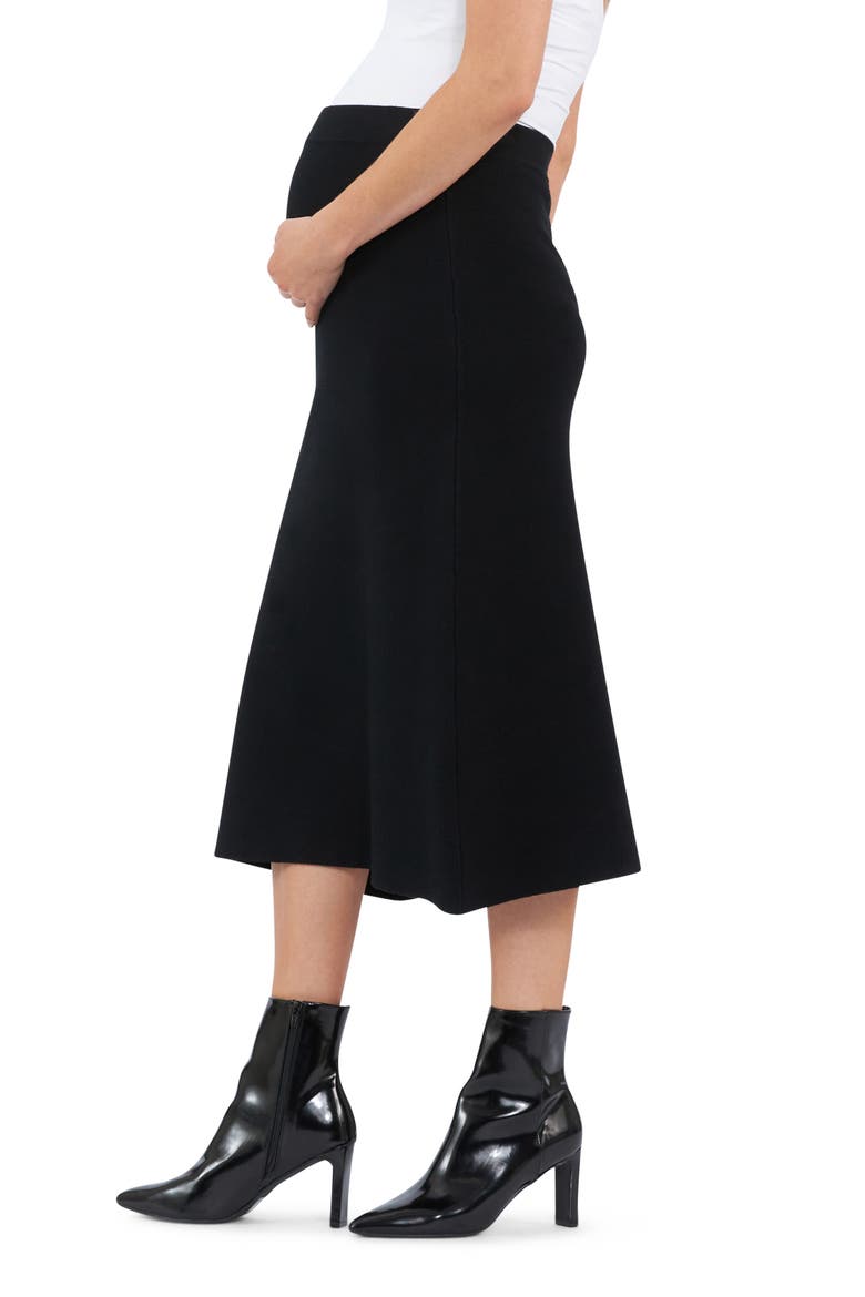 Knit Midi A-Line Maternity Skirt, Alternate, color, BLACK