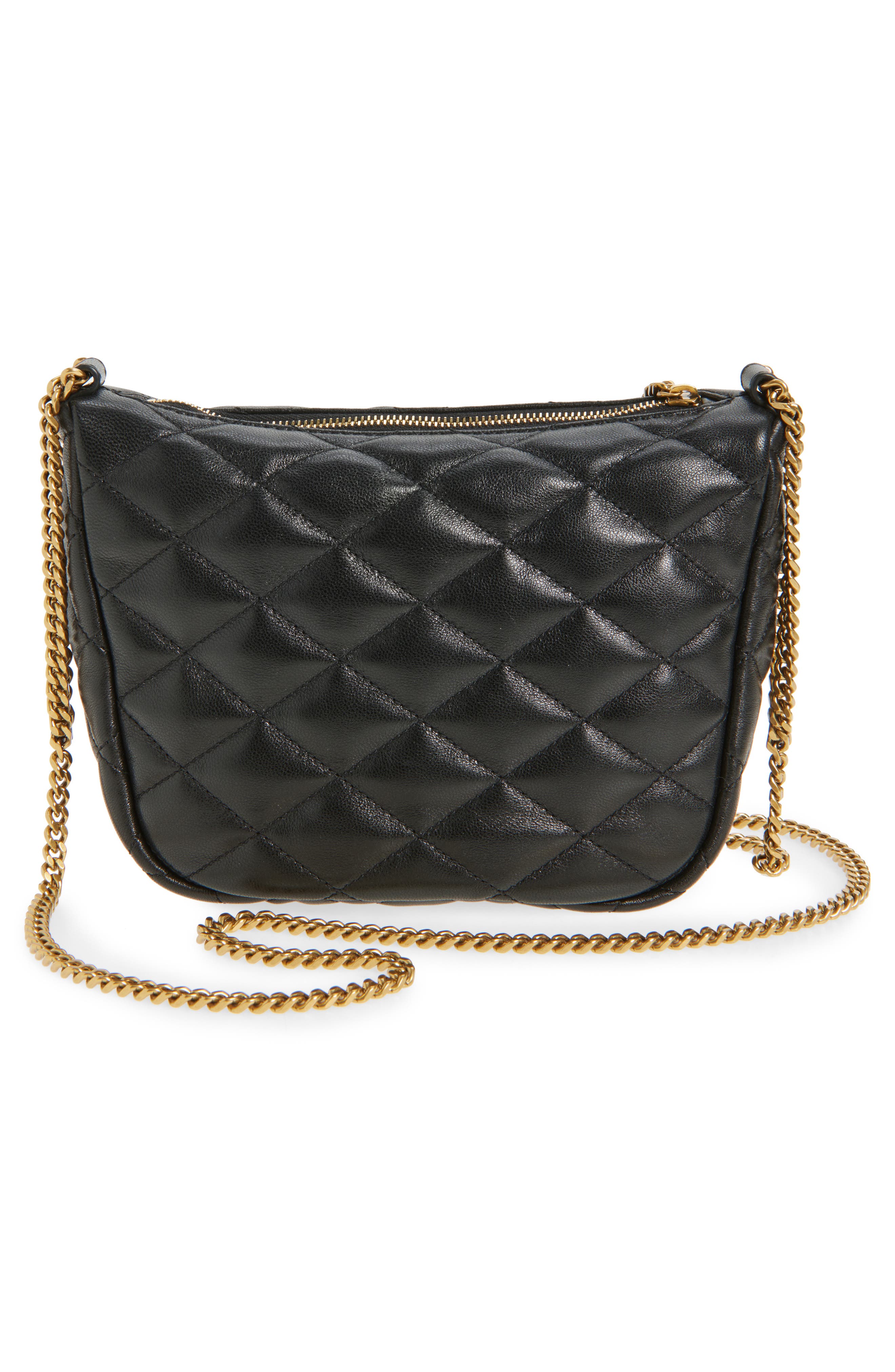 Saint Laurent Quilted Hobo Bag, Alternate, color, Noir