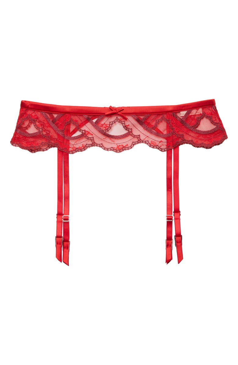 Fleur Du Mal Hendrix Embroidered Garter Belt, Main, color, Rouge