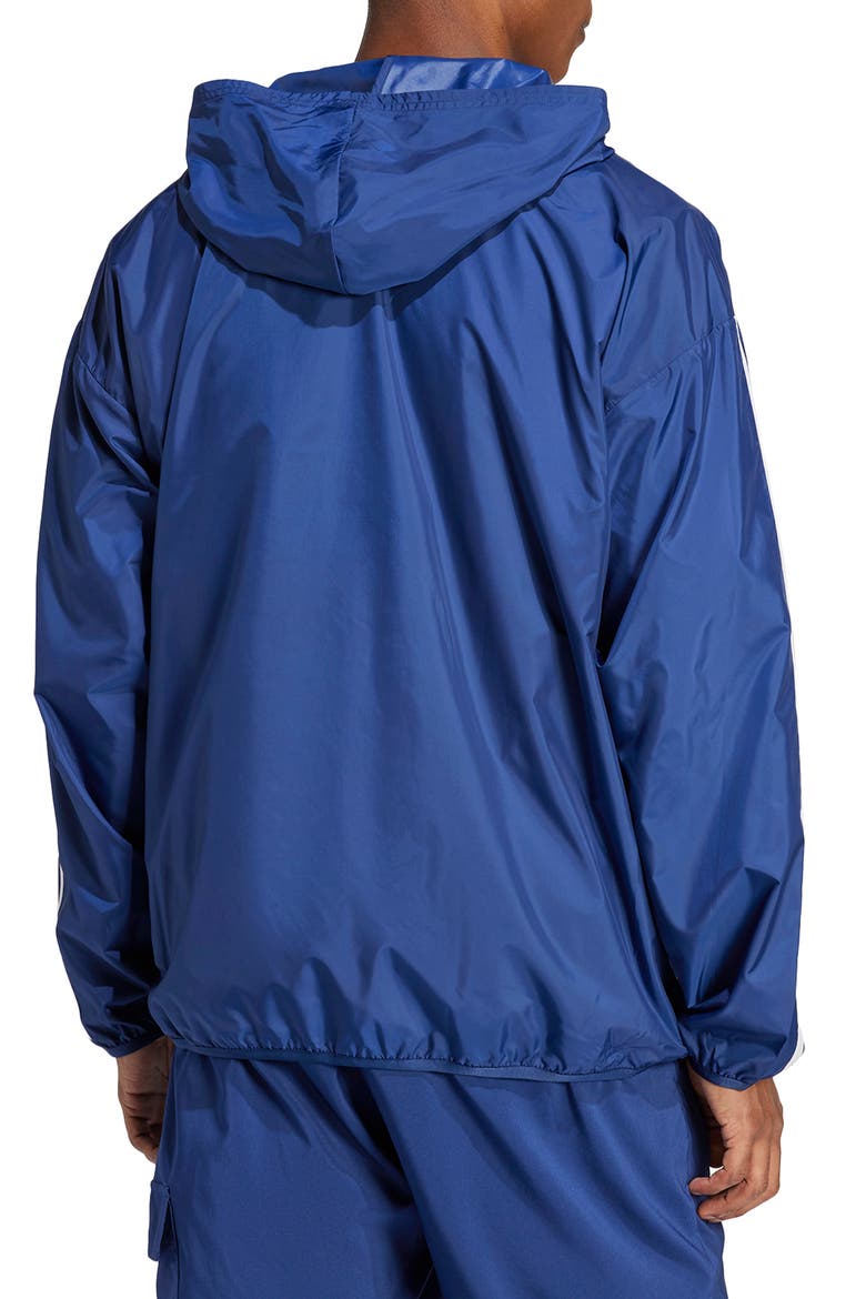 Essential 3-Stripes Hooded Windbreaker, Alternate, color, DARK BLUE/ WHITE