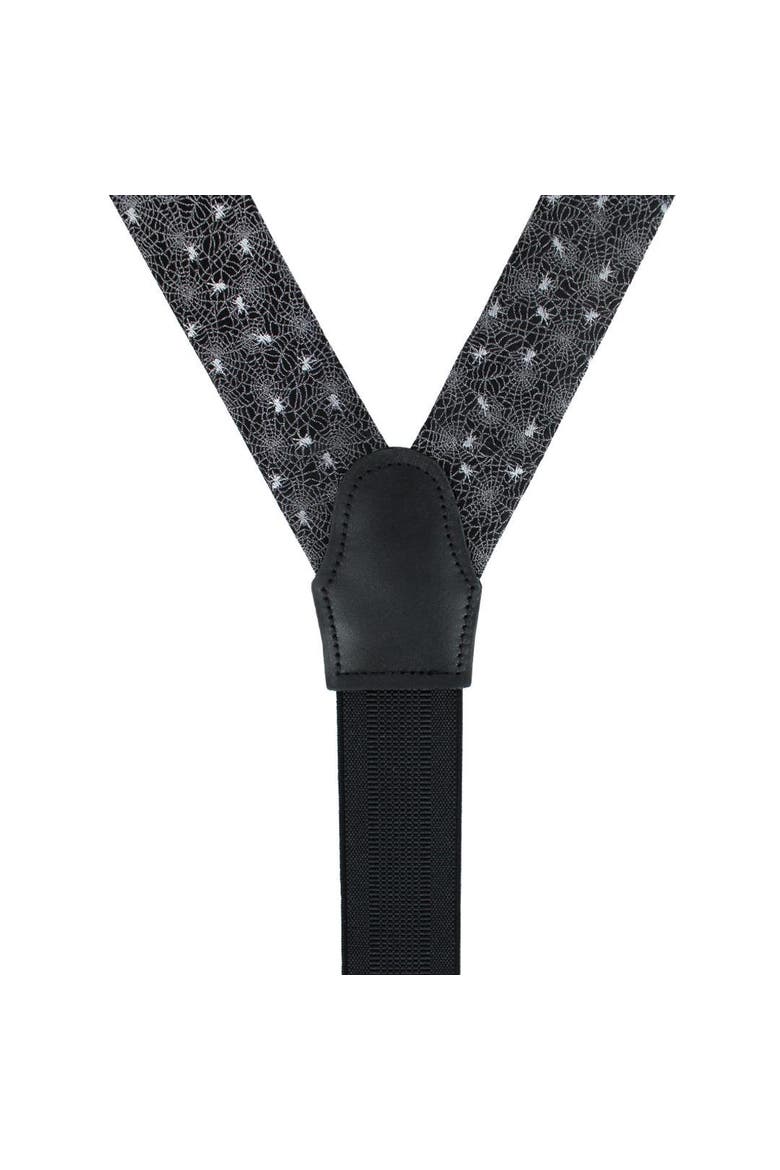 Venom Spider Web Motif Novelty Silk Button End Suspenders, Alternate, color, Black