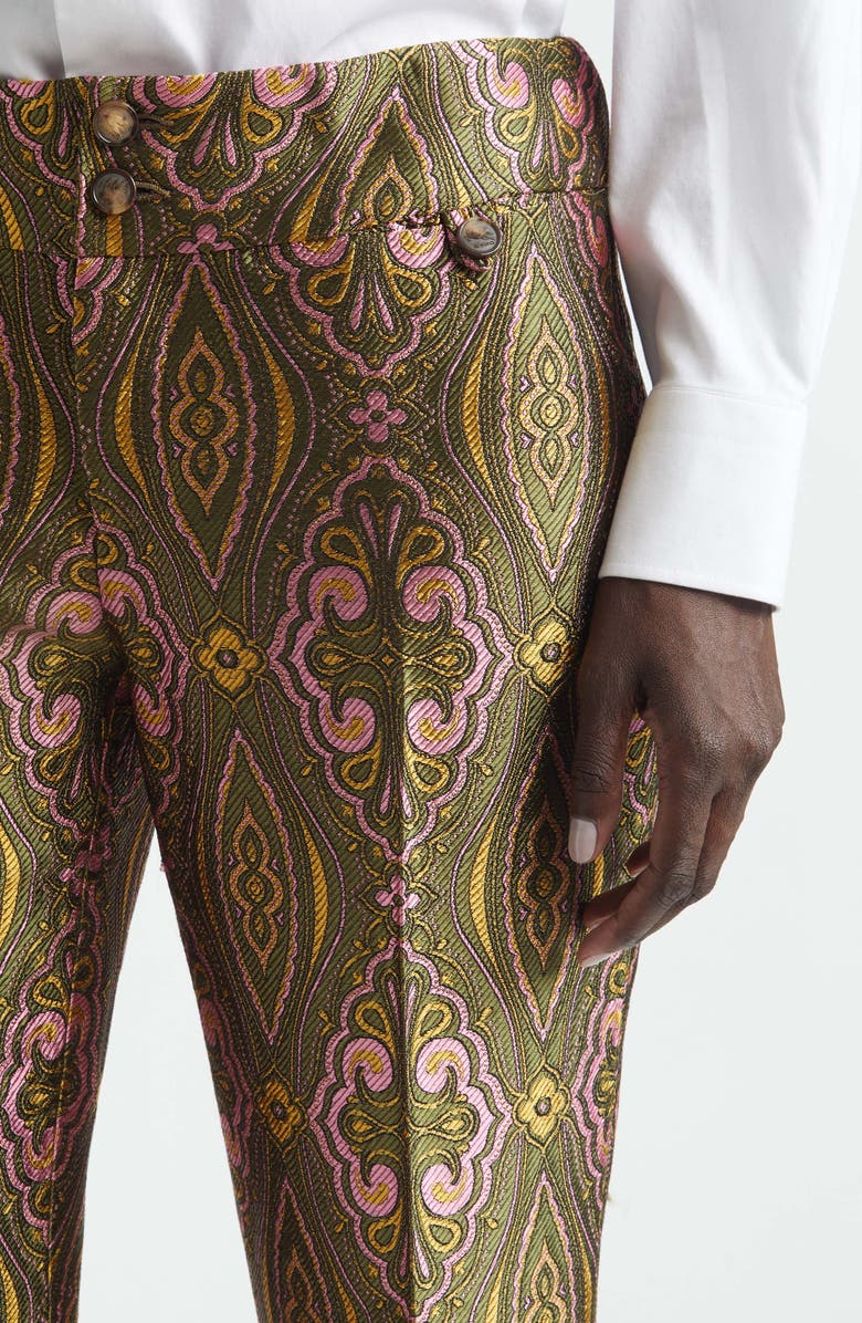 Etro Paisley Jacquard Ankle Trousers, Alternate, color, Multicolor On Green Base