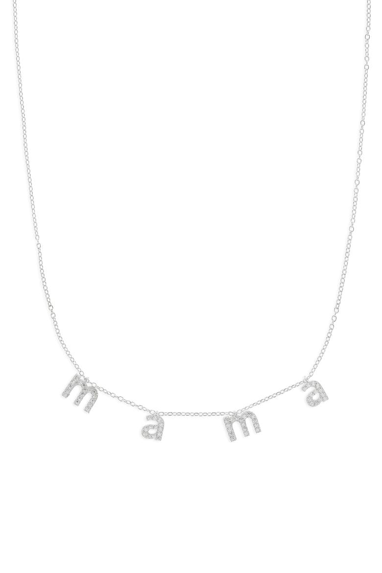 Lowercase Mama Necklace, Main, color, SILVER W/ CRYSTALS