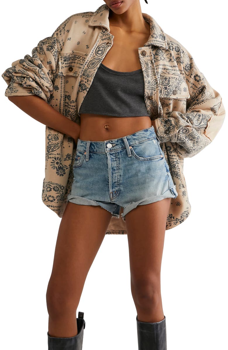 Free People Ruby West Coast Bandana Print Knit Shirt Jacket, Main, color, 