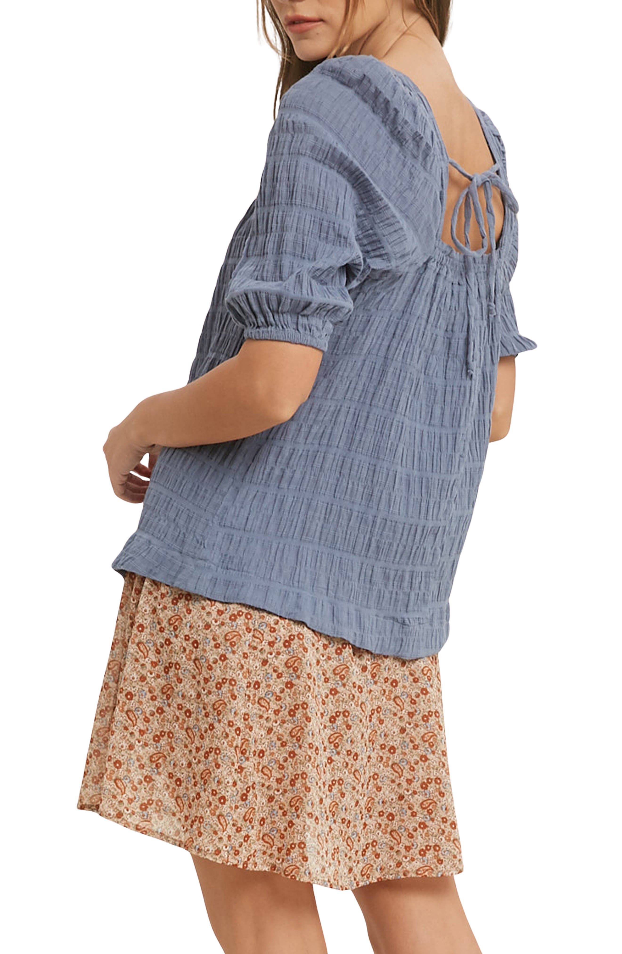 Textured Balloon Sleeve Top - image 2