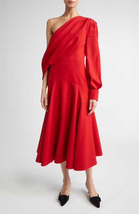 Sehima Draped One-Shoulder Crepe Dress