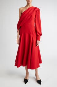 Emilia Wickstead Sehima Draped One-Shoulder Crepe Dress