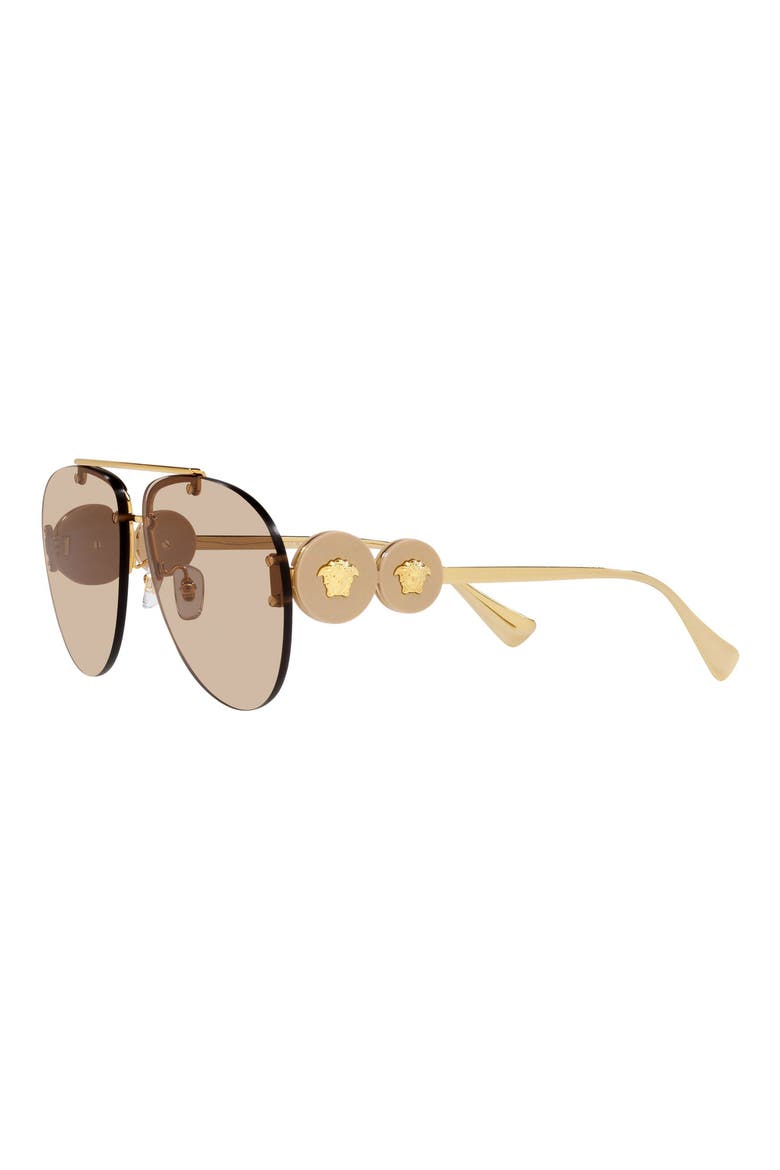 63mm Aviator Sunglasses, Alternate, color, LIGHT BROWN