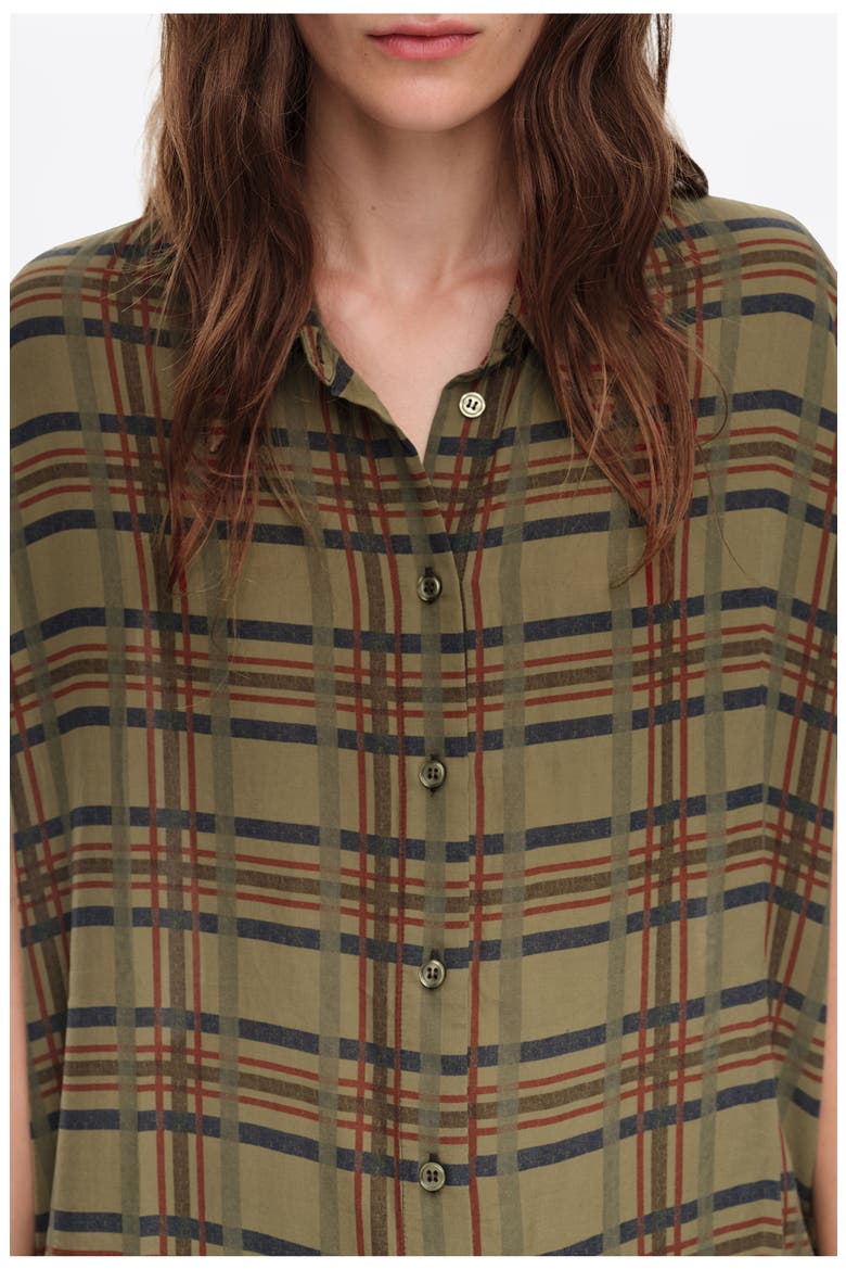 Checked Dropped-Shoulder Shirt, Alternate, color, KHAKI