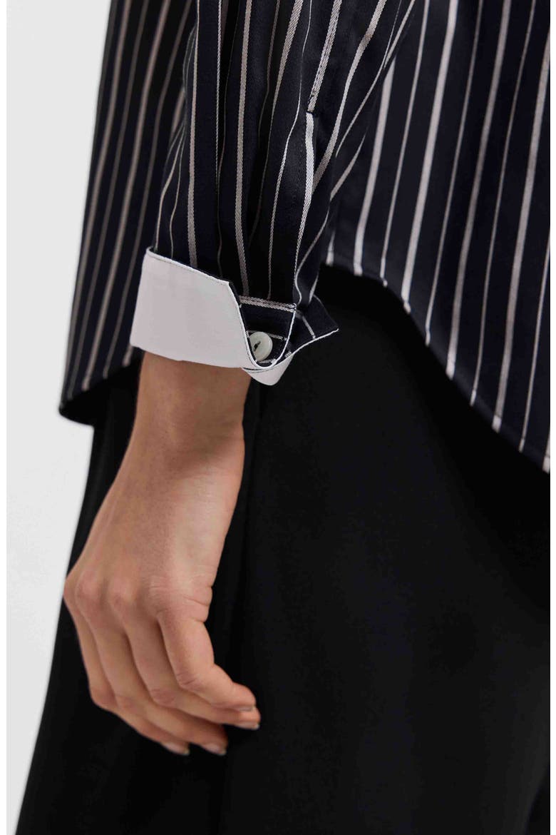 Margie Stripe Button-Up Shirt, Alternate, color, BLACK/ WHITE