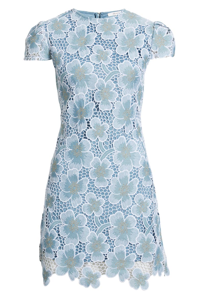 Floral Lace Cap Sleeve Dress, Alternate, color, BLUE