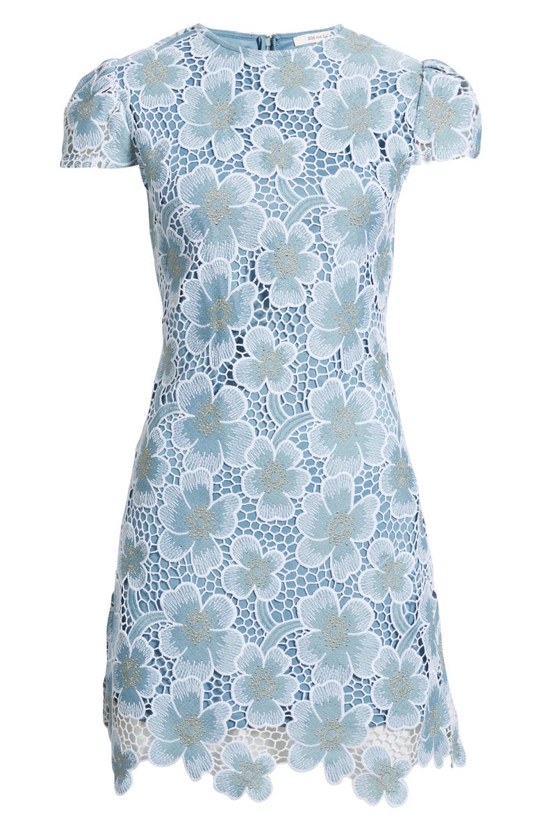 ZOE AND CLAIRE Floral Lace Cap Sleeve Dress, Alternate, color, Blue