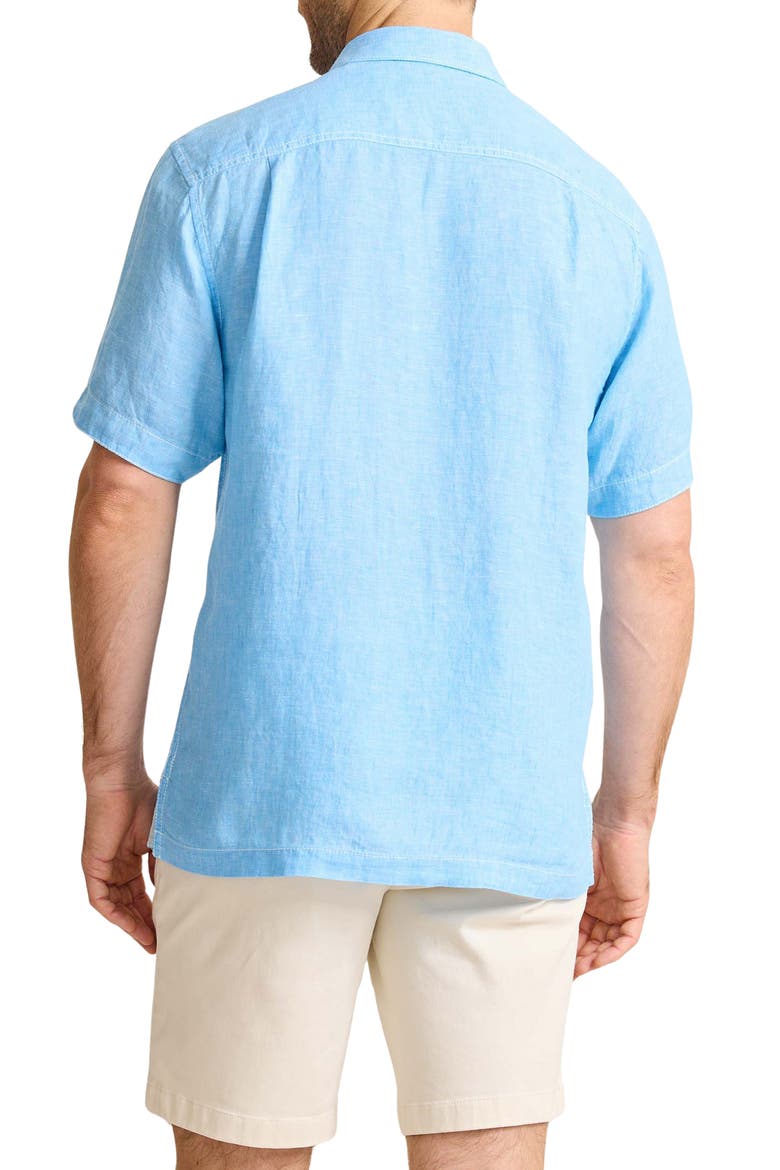 Paradise Breezer Short Sleeve Linen Button-Up Shirt, Alternate, color, GLASS BEAD BLUE