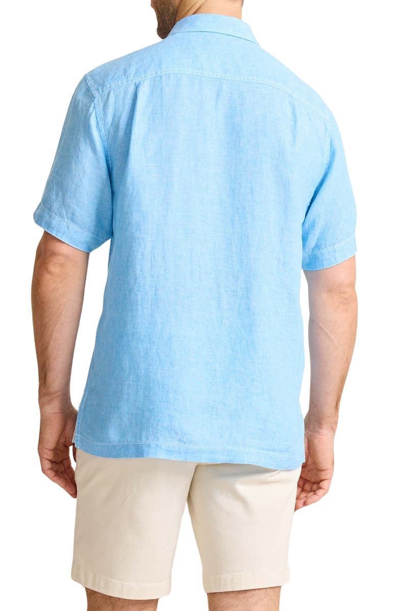 Tommy Bahama Paradise Breezer Short Sleeve Linen Button-Up Shirt, Alternate, color, Glass Bead Blue