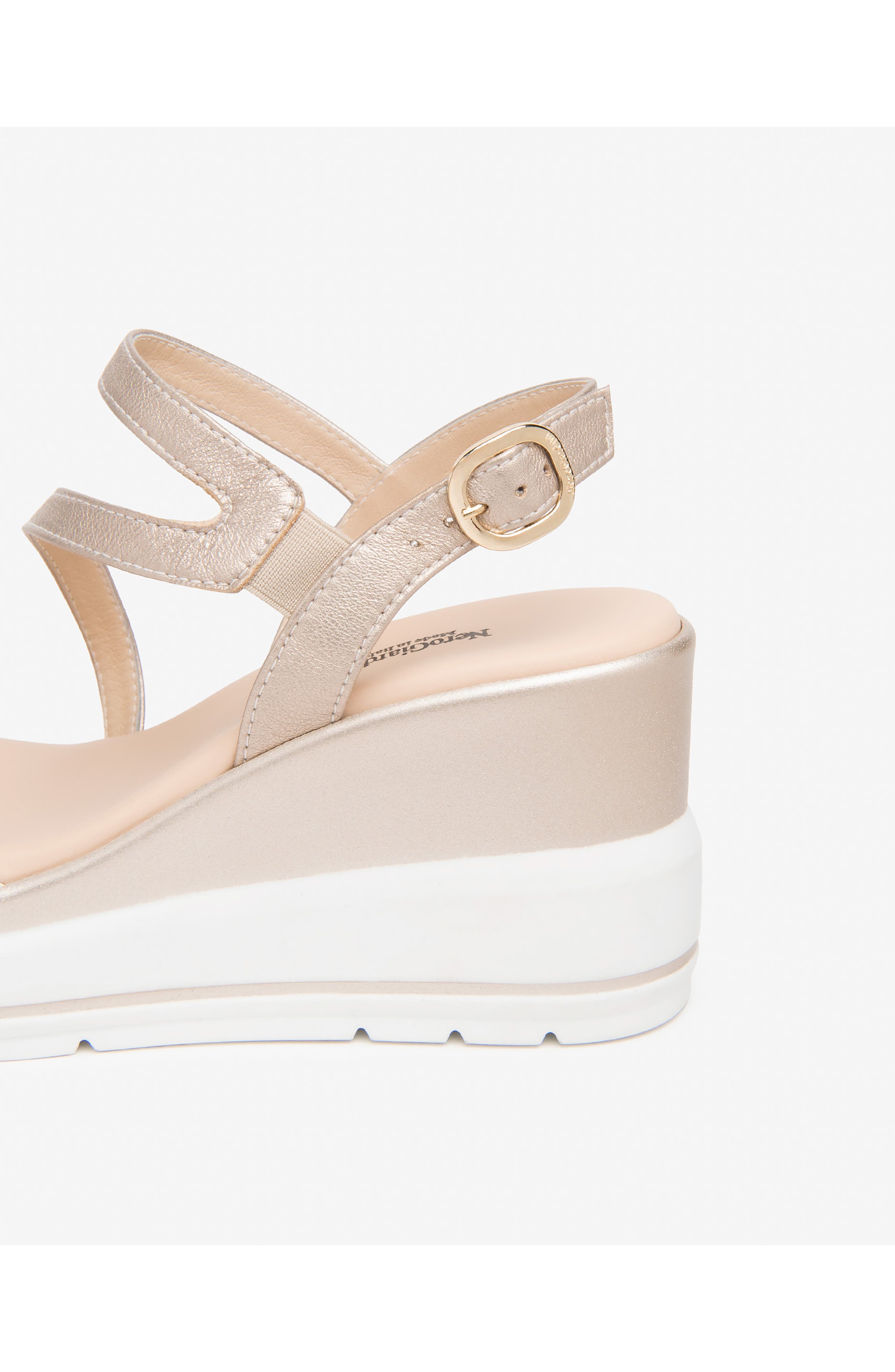 Chain Link Wedge Sandal, Alternate, color, WHITE