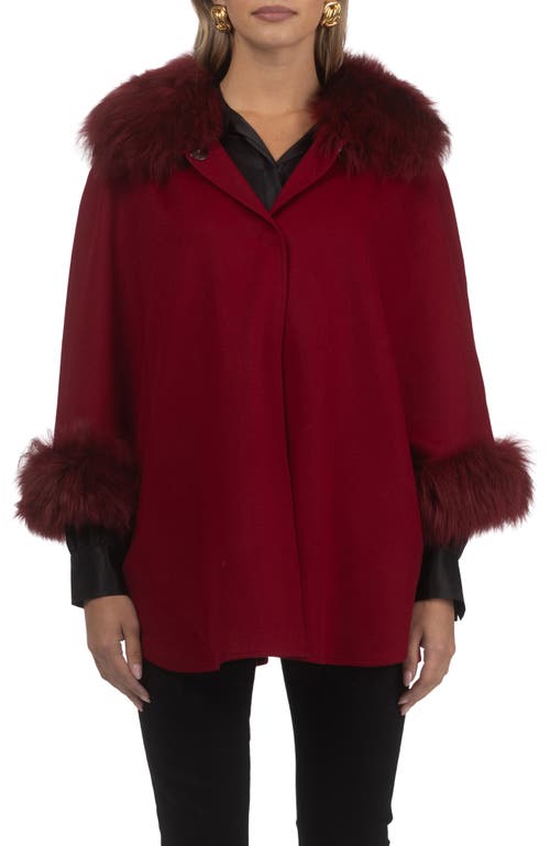 Gorski Select Wool Cape With Select Lamb Collar And Cuffs In Burgundy
