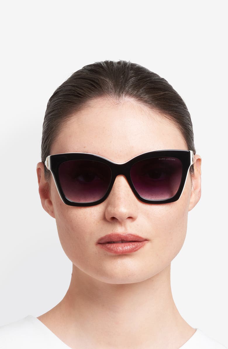Marc Jacobs 54mm Cat Eye Sunglasses, Alternate, color, Black White/ Dark Grey