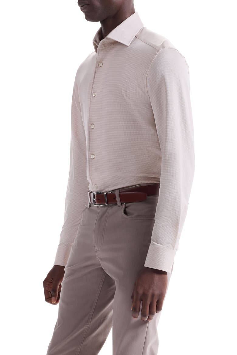 Devon OoohCotton® Houndstooth Button-Up Shirt, Alternate, color, SAND