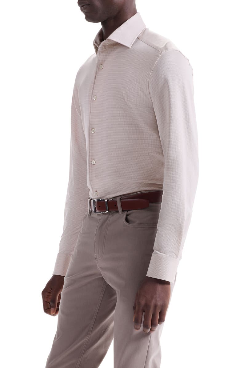 Bugatchi Devon OoohCotton<sup>®</sup> Houndstooth Button-Up Shirt, Alternate, color, Sand