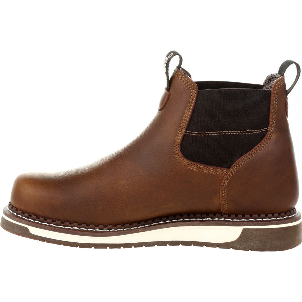 Georgia Boot Padded Amp Lt Wedge Chelsea Work Boot In Brown