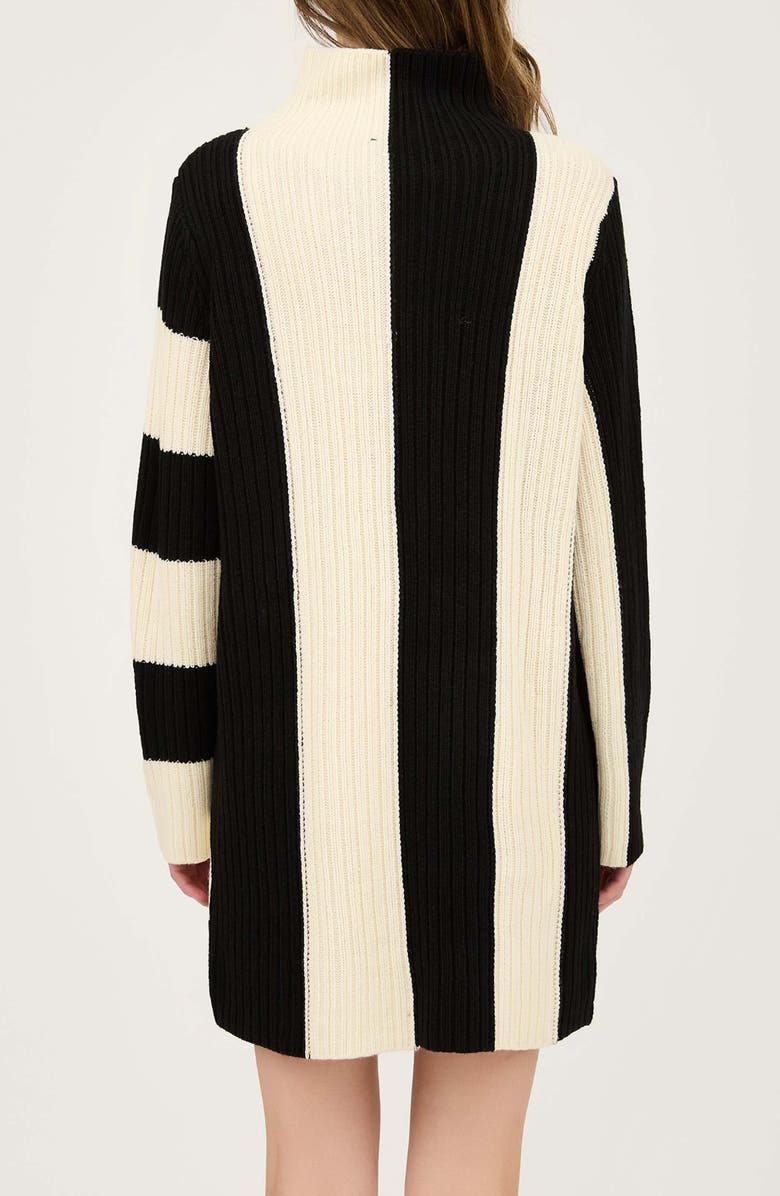AUGUST SKY Colorblock Rib Long Sleeve Sweater Dress, Alternate, color, Ivory Multi