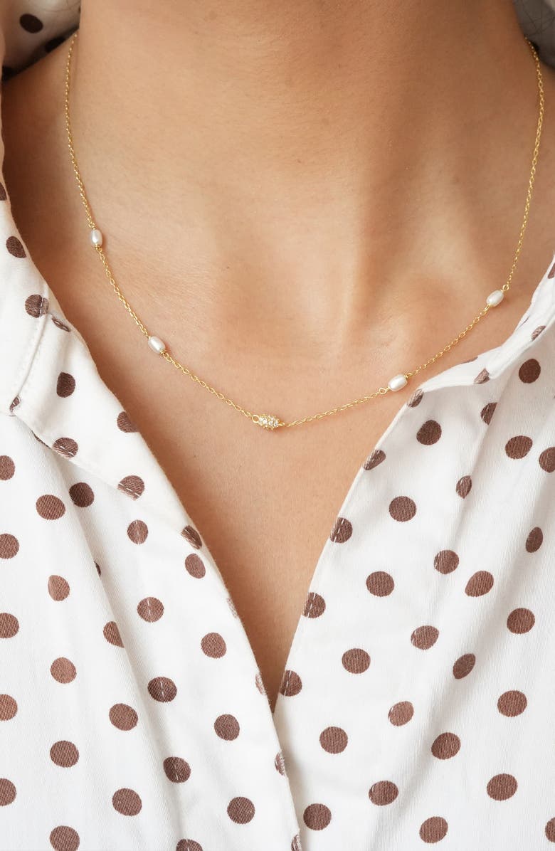 Argento Vivo Sterling Silver Mini Station Fireball Necklace, Alternate, color, Gold