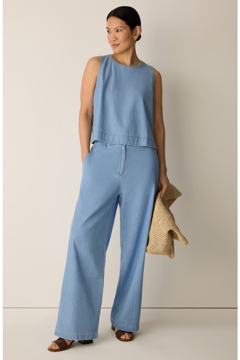Wide Leg Organic Cotton Denim Pants, Alternate, color, LIGHT WASH