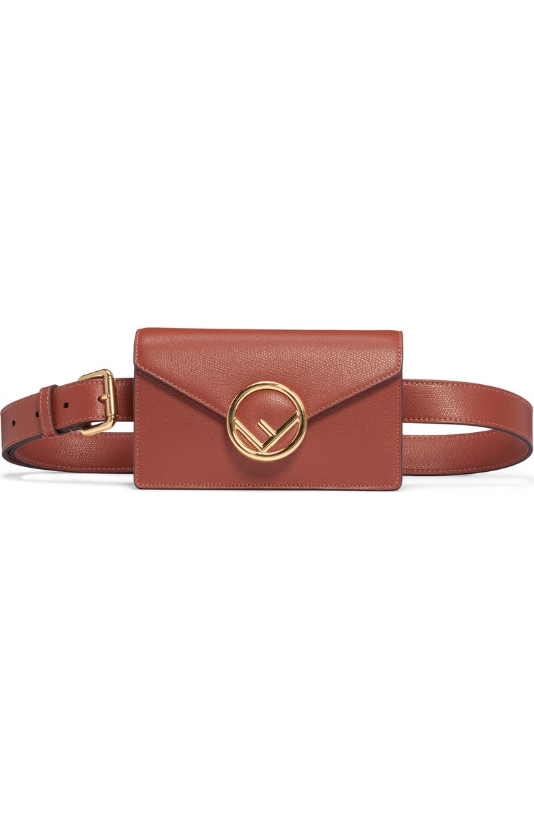 Fendi Logo Leather Belt Bag, Main, color,