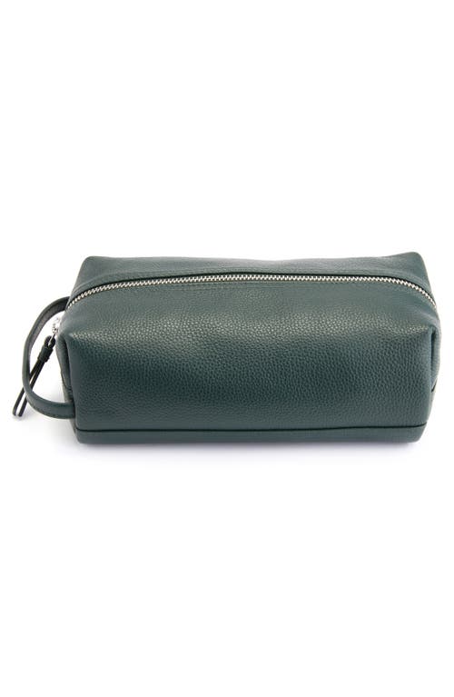 Royce New York Compact Leather Toiletry Bag In Dark Green