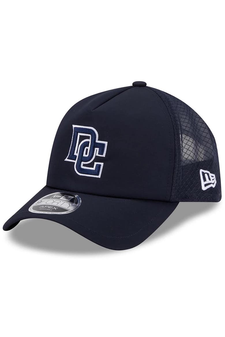 Men's New Era Navy Washington Nationals 2026 Batting Practice Apex 9FORTY Adjustable Trucker Hat, Main, color, Navy