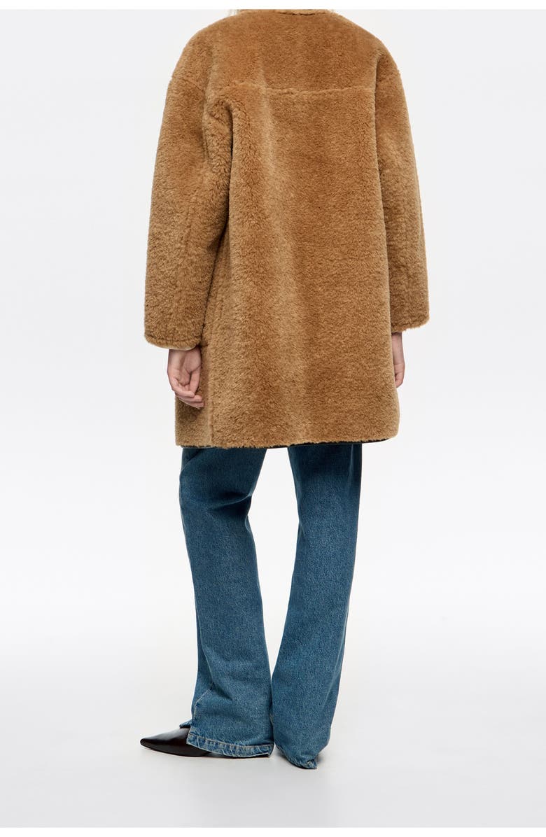 Bimba y Lola Reversible Fur Coat, Alternate, color, Caramel