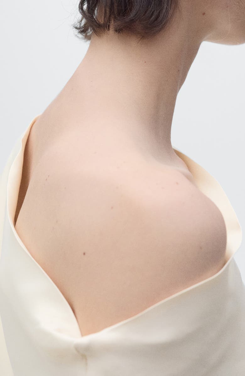 MANGO Off the Shoulder Midi Dress, Alternate, color, Ecru