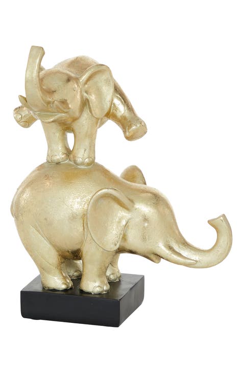 Gold Polystone Contemporary Elephant Sculpture