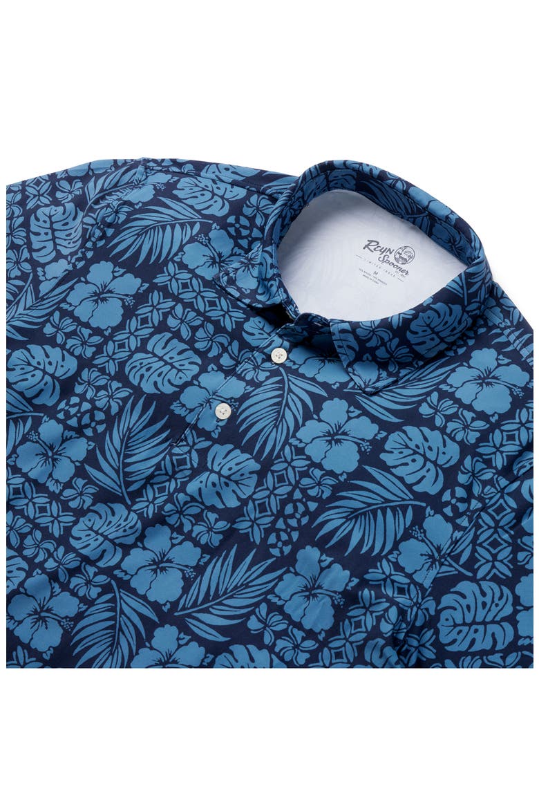 Tropical Tapa Floral Performance Polo, Alternate, color, NAVY