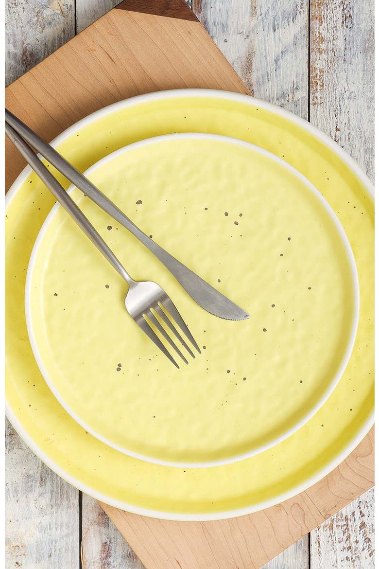 Elena Stoneware 4-Piece Dinner Plate Set, Alternate, color, Yellow