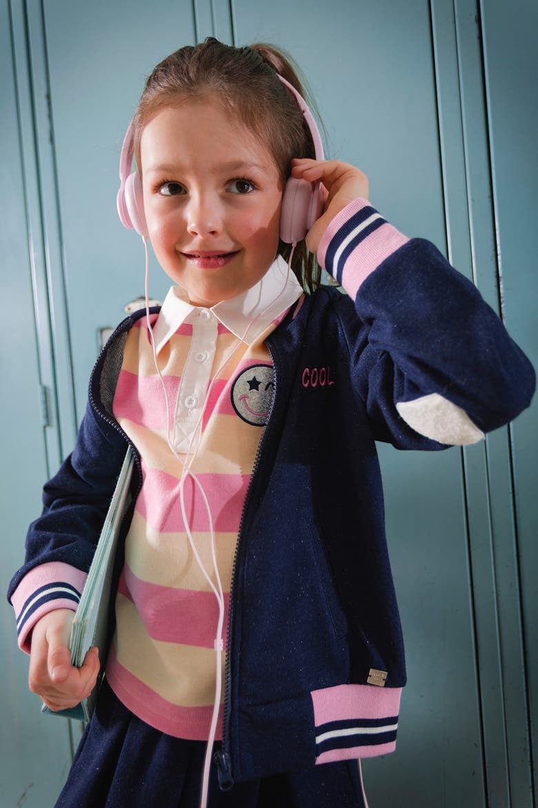 Casual Button Front Stripes Polo Top, Alternate, color, Pink and Beige Stripes