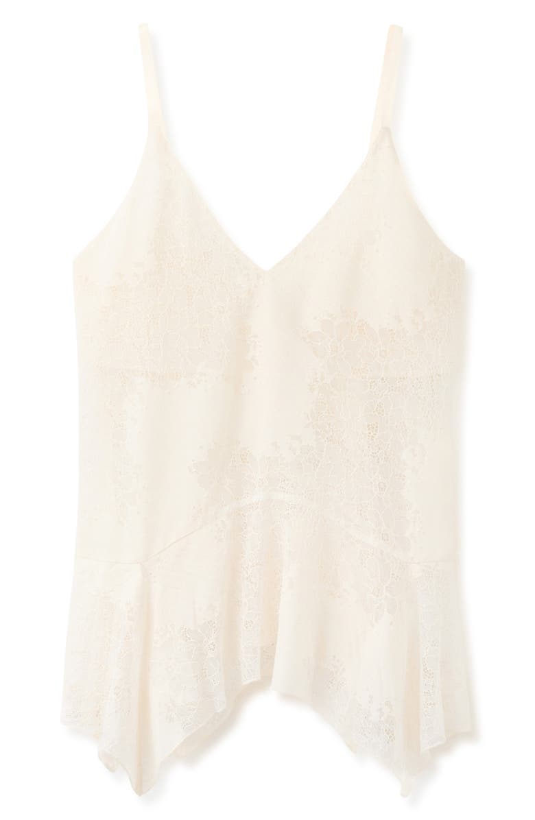 MANGO Crumble Lace Handkerchief Camisole, Alternate, color, Ecru