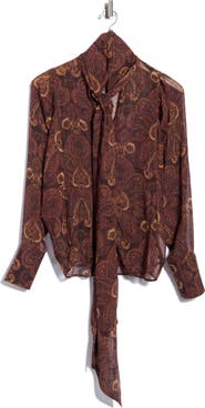 Joie Metallic Tie Neck Blouse