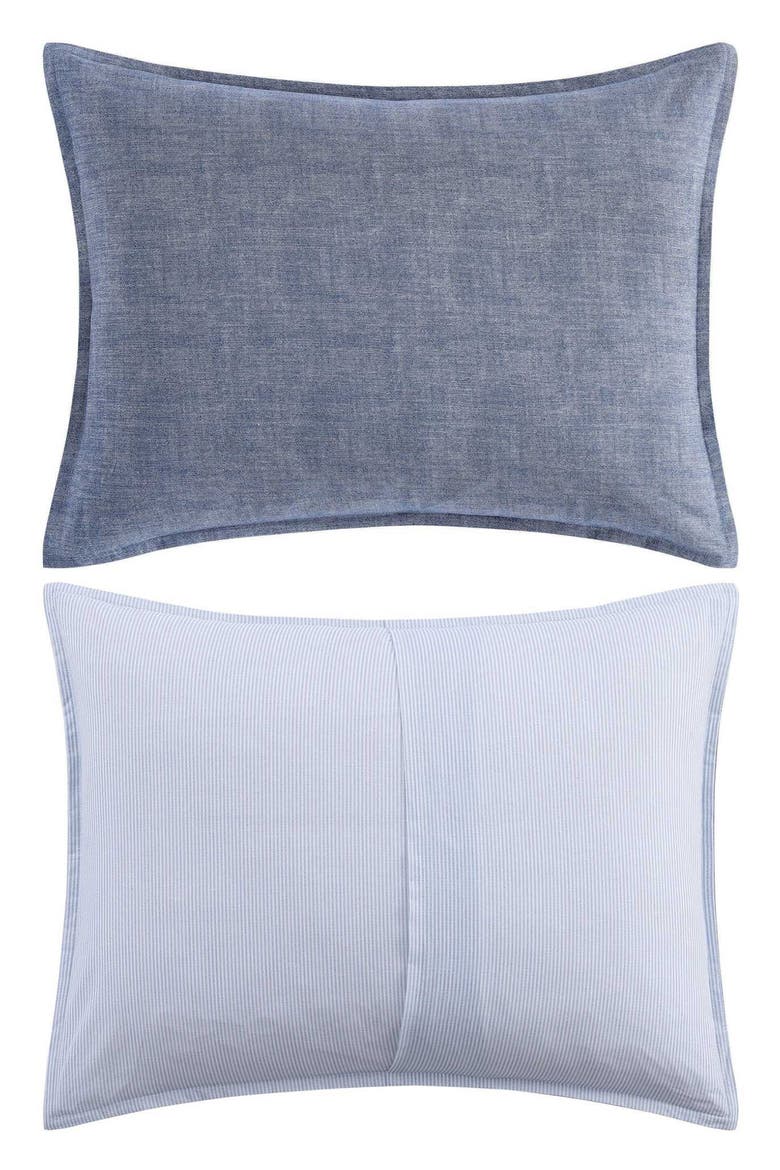 Classic Texture Cotton Percale Comforter & Shams Set, Alternate, color, DARK BLUE
