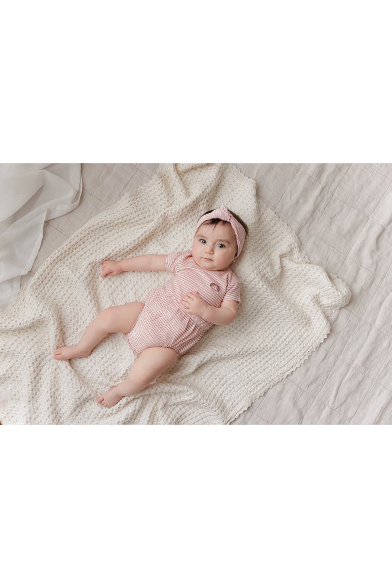 Metallic Stripe Collection - Girl Romper, Alternate, color, Pink